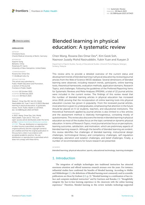 Research on Blended Learning in Physical Education .